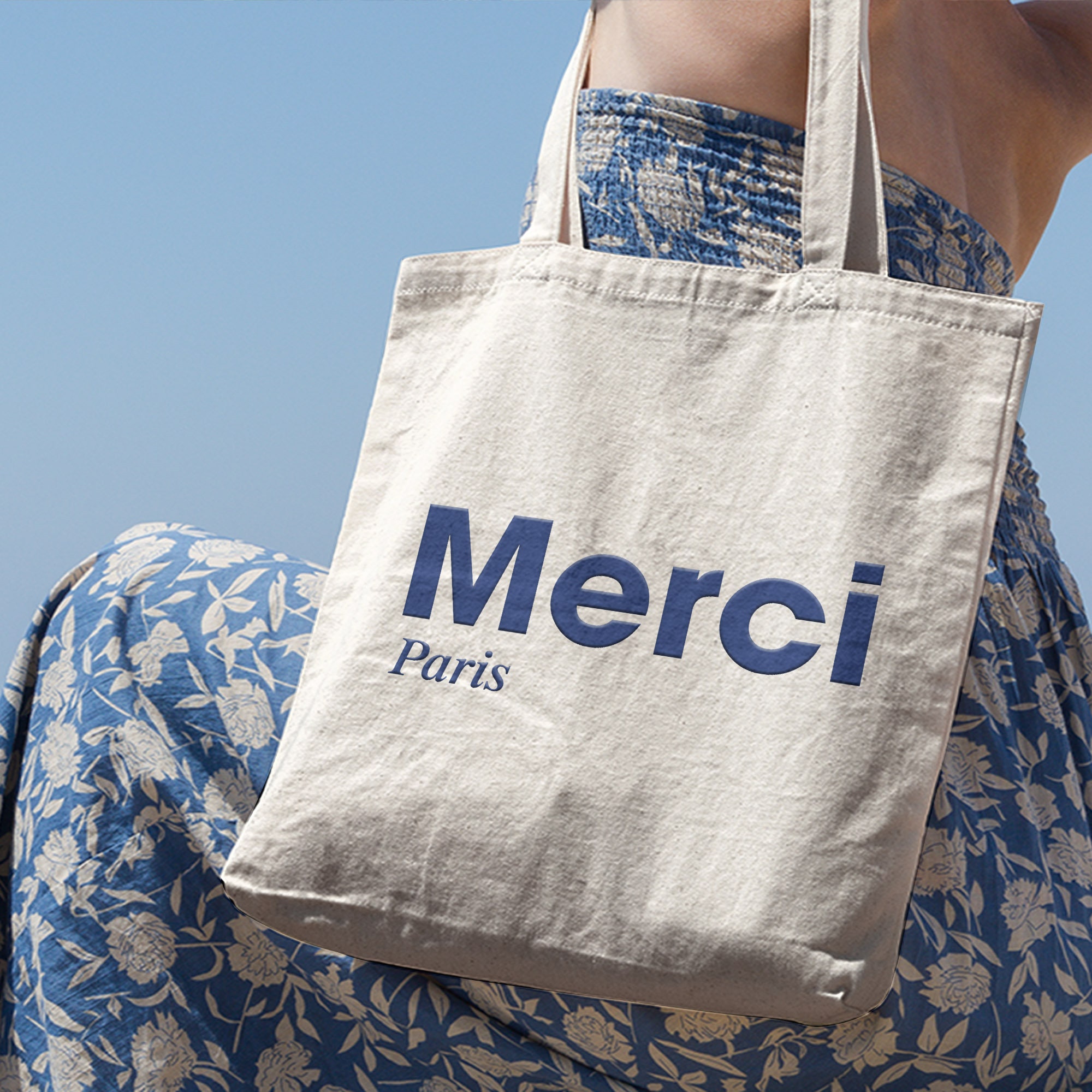 Shop merci Casual Style Street Style Logo Totes by macheri