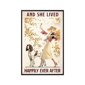 And She Lived Happily Ever After, English Springer Spaniel Wall Art Sign, English Springer Spaniel Canvas Poster Art Print, Dog Lover Gift