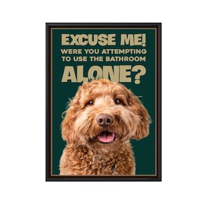 Goldendoodle Dog Canvas, Funny Dog Poster, Goldendoodle Wall Art, Funny Dog Wall Art Gifts, Bathroom Toilet Decor, Dog Lover Gifts