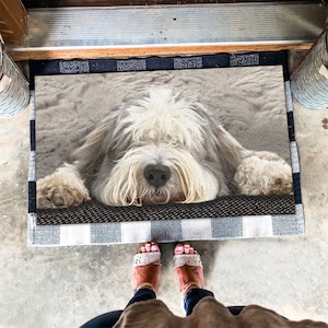 Cute Old English Sheepdog Doormat, English Sheepdog Mat, Sheepdog Rug, Dog Welcome Mat, Perfect Gift For Dog Lovers, Housewarming Gifts