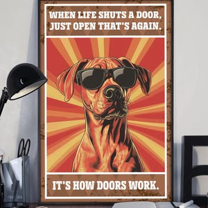 Funny Rhodesian Ridgeback It&#39;s How Door Work, Rhodesian Ridgeback Poster, Dog Wall Art, Home Decor, Dog Lover Gift, Gift For Dog Lover