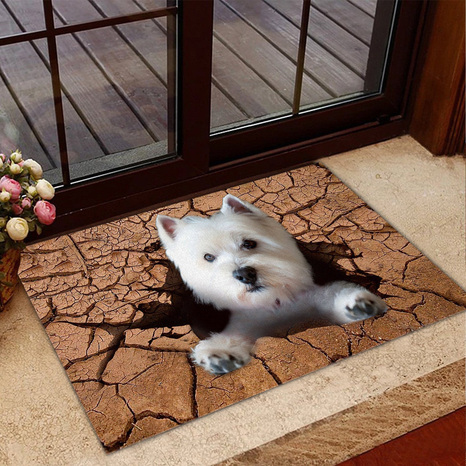 犬柄ラグカーペット ラグマット 40x60cm玄関マットウエスティー犬雑貨 犬柄ラグカーペット ラグマット 40x60cm玄関マットウエスティー犬雑貨