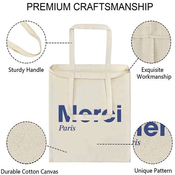 Merci Paris Tote Bag, Aesthetic Paris Tote Bag, Paris