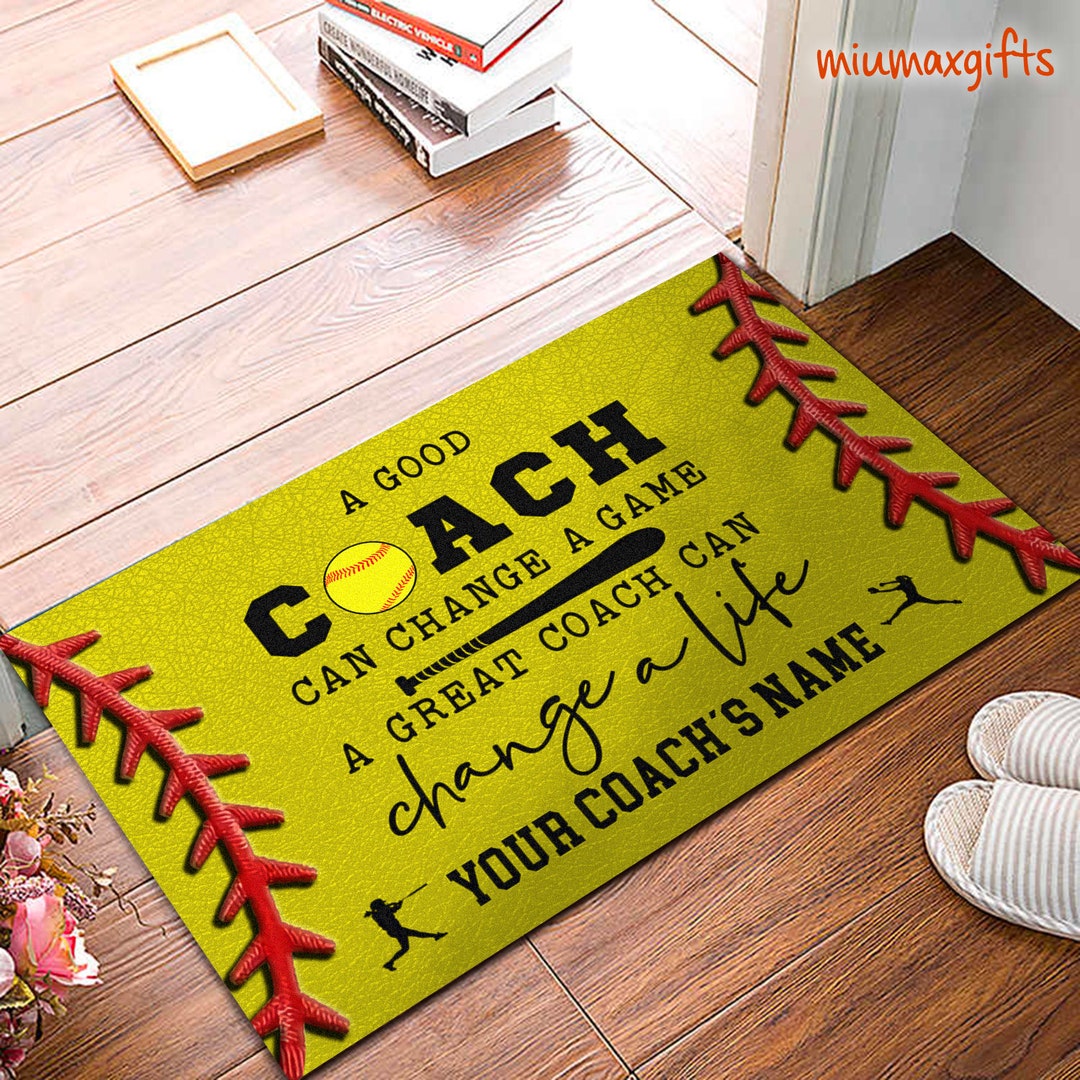 Softball Rug Gift for Softball Coach Personalized Doormat, Softball Doormat ...