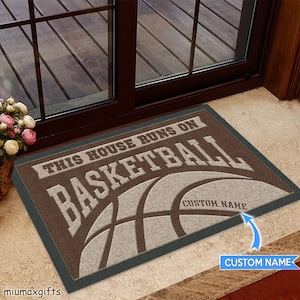 This House Runs On Basketball Personalized Doormat, Basketball Doormat, Basketball Rug, Perfect Gift For Basketball Player, Home Decor