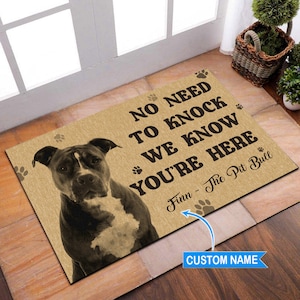 Felpudo de Pitbull personalizado, alfombra de Pitbull personalizada, felpudo de perro personalizado, regalo para amantes de los pitbull, felpudo de interior y exterior con nombre de perro personalizado, amantes de los perros