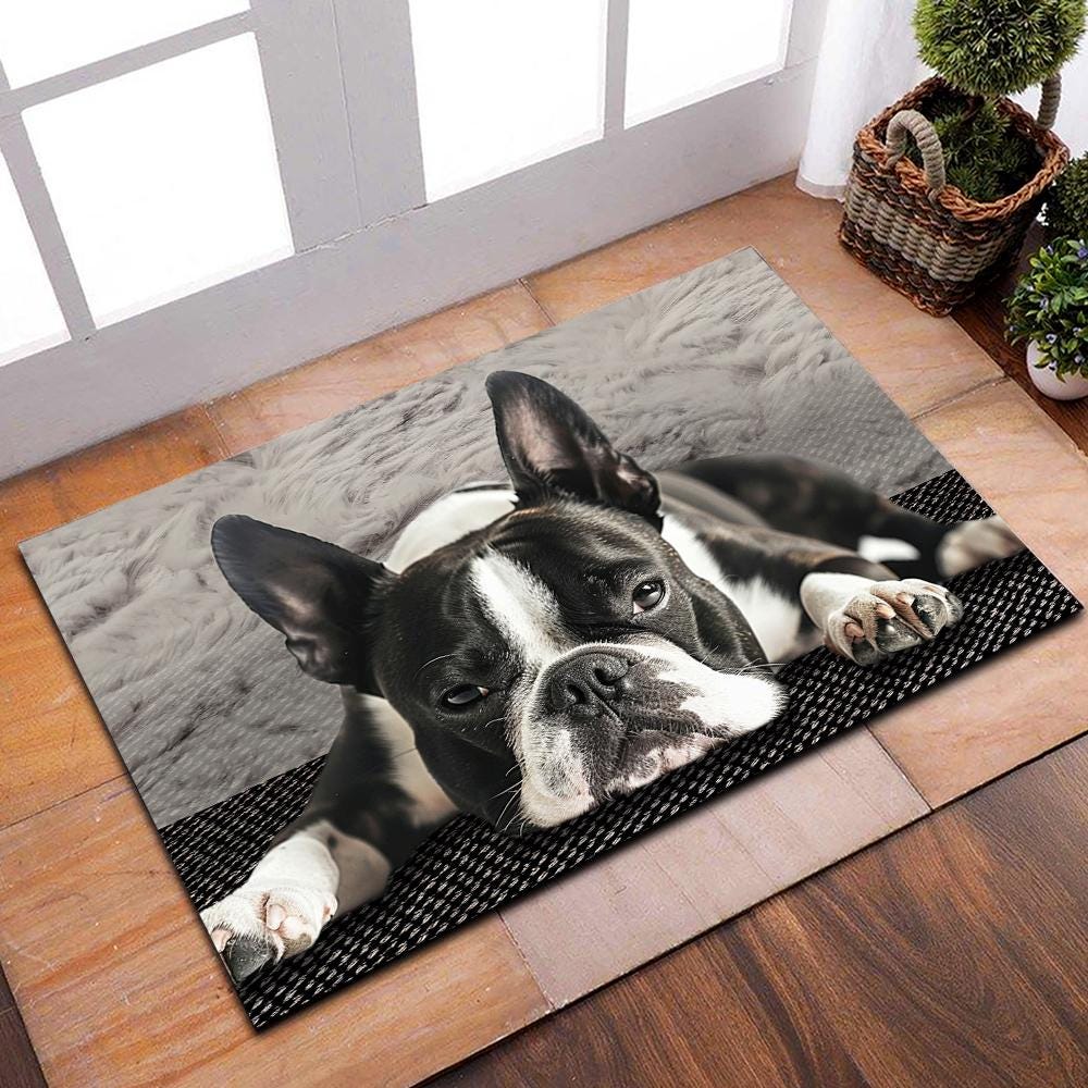 Patron De Tapis Crochet Wonder Art Années 40 Motif Boston Terrier Chien 24x36 Pouces