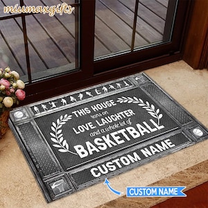 This House Runs On Basketball Personalized Doormat, Basketball Doormat, Basketball Mat, Basketball Rug, Perfect Gift For Basketball Players