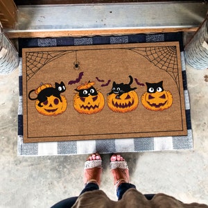 Funny Cat Doormat, Pumpkin Doormat, Halloween Door Mat, Halloween Doormat, Halloween Porch Decor, Fall Decor, Welcome Doormat, Fun Doormat