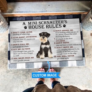 Mini Schnauzer Doormat, Mini Schnauzer, Schnauzer Dog House Rule Mat,Perfect Gift For Dog Lover,Funny Dog Doormat,Custom With Any Dog Breeds