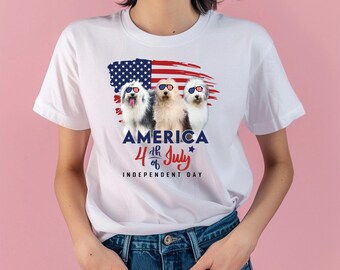 Cute Old English Sheepdog Shirt, Sheepdog Mom Shirt,English Sheepdog Lovers Gifts, Independent Day Gift,4 of July Gift,Patriotic Women Shirt