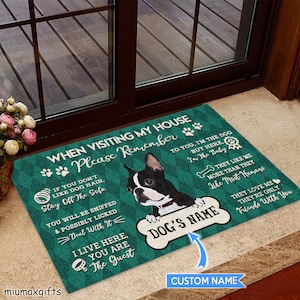 Boston Terrier Rug, Boston Terrier Doormat, Visiting My House Mat, Perfect Gift For Dog Lovers, Dog Rug, Doormat Home Decor, Dog Mat