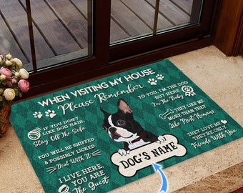 Tapis Boston Terrier, Paillasson Boston Terrier, Tapis de visite de ma maison, Cadeau parfait pour les amoureux des chiens, Tapis pour chien, Paillasson Décoration intérieure, Tapis pour chien