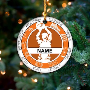 Personalized Basketball Christmas Ornament, Basketball Ornament Christmas Ornament, Gift For Basketball Player, Basketball Lover Gifts