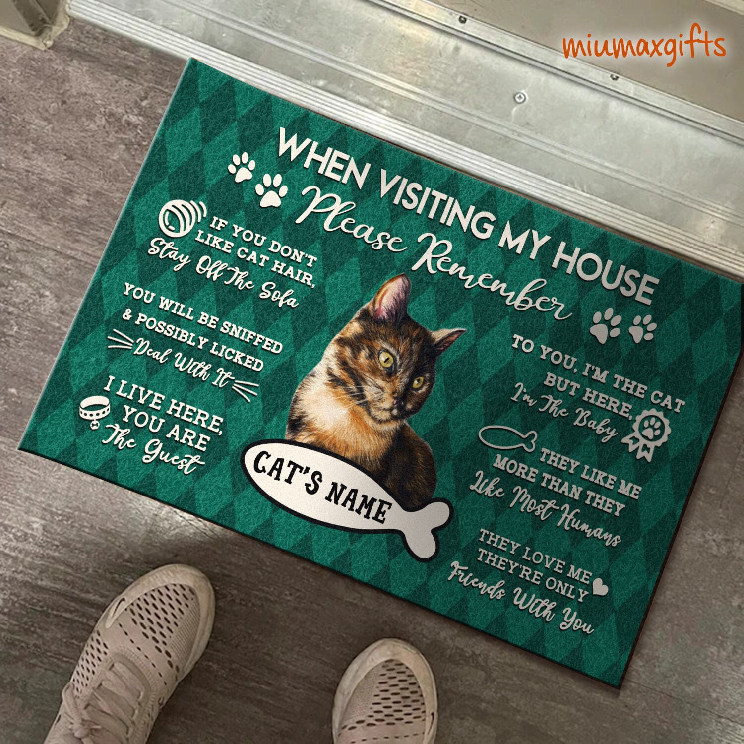 Tortoise Shell Rug Tortoiseshell Cat Rug, Tortoiseshell Cat Doormat, Visiting My House Mat ...