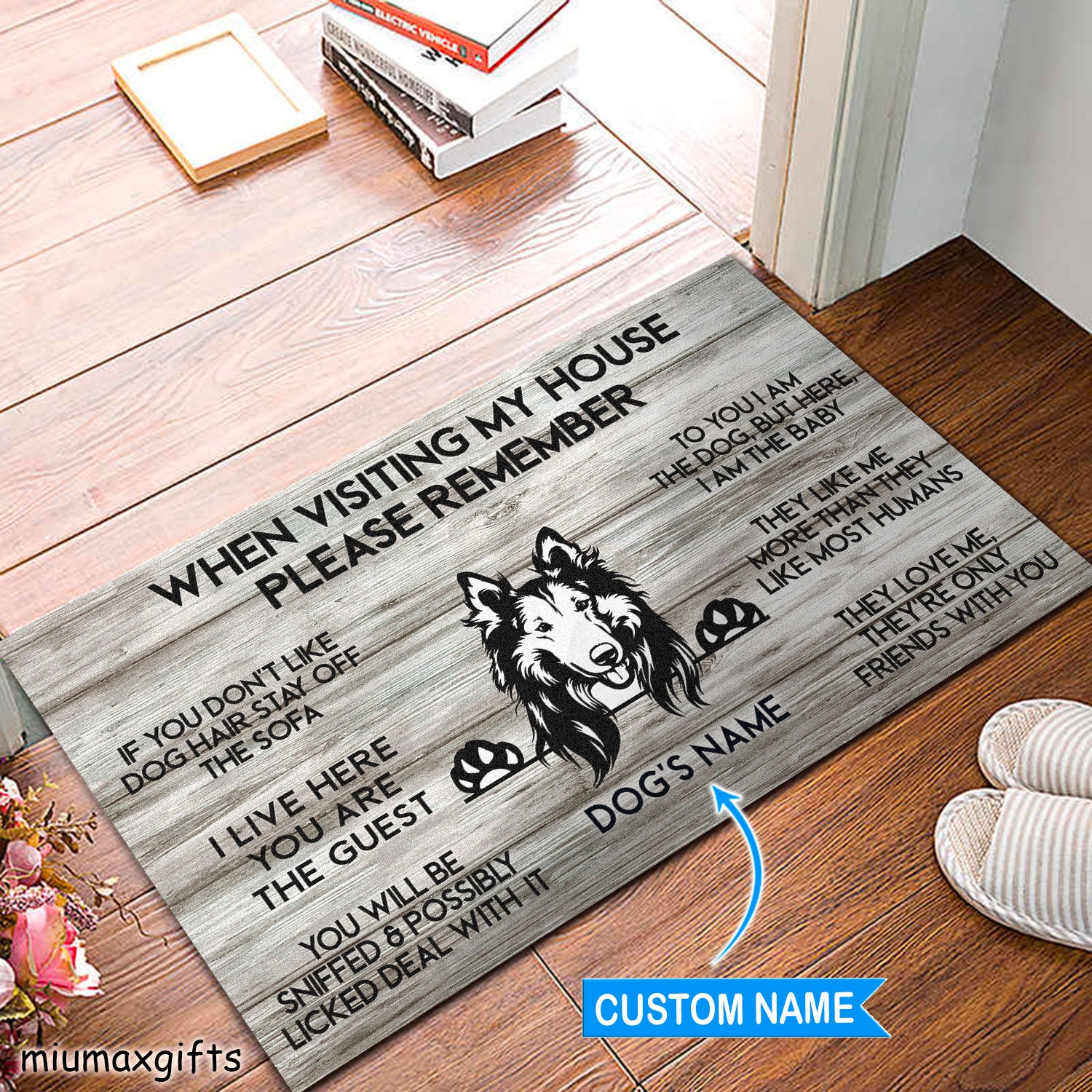 Personalized House Mat Rough Collie Mat Rough Collie Doormat Funny Dog Mat Rough Collie Rug Perfect Gift For Dog Lovers Dog Rug