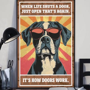 Funny Boxer Dog It&#39;s How Door Work, Boxer Dog Poster, Dog Wall Art, Home Decor, Dog Lover Gift, Gift For Dog Lover