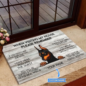 Miniature Pinscher Rug, Miniature Pinscher Mat, Visiting My House Doormat, Perfect Gift For Dog Lovers, Dog Mat, Home Decor, Housewarming