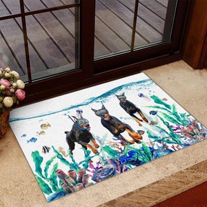 Tauching Dobermann Fußmatte, Dobermann Matte, perfektes Geschenk für Hundeliebhaber, Hunde Fußmatte, Wohnkultur, lustige Hunde Fußmatte, Geschenk für Tierliebhaber