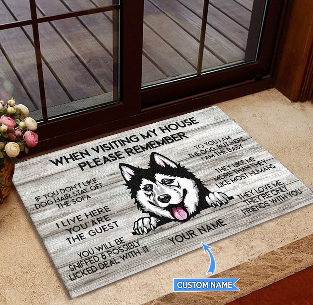 Siberian Husky Doormat, Husky Rug, Siberian Husky Mat, Visiting My
