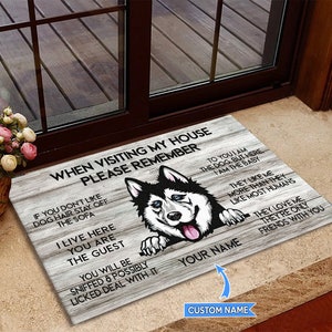 Siberian Husky Doormat, Husky Rug, Siberian Husky Mat, Visiting My House Mat, Perfect Gift For Dog Lovers, Dog Rug, Funny Dog Doormat