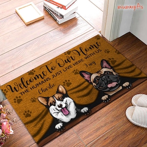 Personalized Dog Doormat, Custom Dog Doormat, Welcome To Our Home Doormat, Dog Mat, Dog Rug, Welcome Mat, Dog Lover Gift, Housewarming Gift