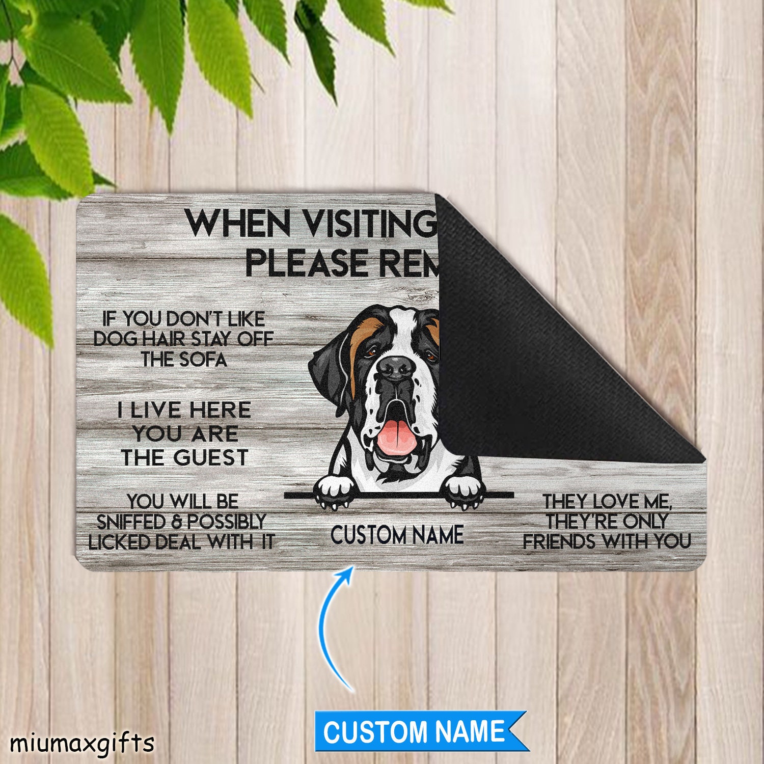 Saint Bernard Doormat Saint Bernard Mat Visiting My House Etsy