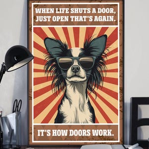 Grappige Chinese Crested Dog It&#39;s How Door Work, Chinese Crested Dog poster, hond kunst aan de muur, decor van het huis, cadeau hondenliefhebber, cadeau voor hondenliefhebber