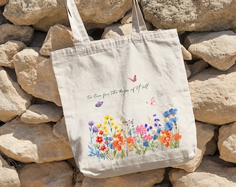 Wildflower Tote Bag, Flowers Tote Bag, Floral Tote Bag, Trendy Aesthetic Tote Bag, Eco Friendly Shopping Tote Bag, Nature Canvas Tote Bag