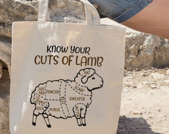 Knitting Cuts of Lamb Knitting Tote Bag Tote Bag, Knitter Tote Bag, Knitting Tote Bag, Knit Tote Bag, Gift For Knitter, Knitting Lover Gifts