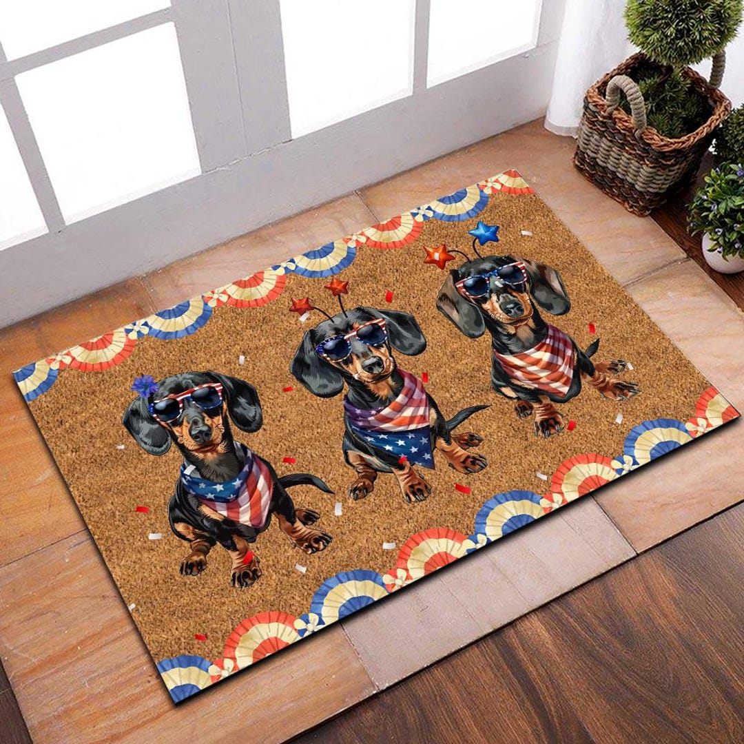 Fourth of July Black Dachshund Mat, Independence Mat, Fourth of