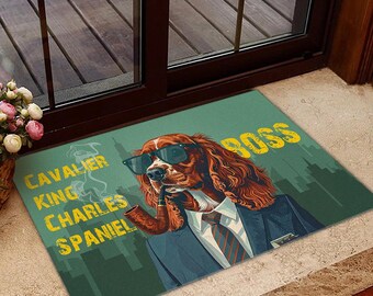 Cavalier King Charles Spaniel Boss Doormat, Cavalier King Charles Spaniel Rug, Cavalier Doormat, Cavalier Dog Lover Gifts, Cavalier Dog Gift