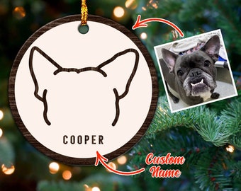 French Bulldog Dog Ears Outline Art,Frenchies Ornament,Custom Dog Ears Outline,First Xmas Ornaments, Any Dog Breed,Christmas Tree Decor 2023