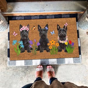 Black Scottish Terrier Mat, Cute Black Scottish Terrier Doormat, Dog Lover Gift, Dog Doormat, Spring Gifts, Summer Gifts