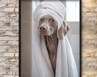 YUNBABA Divertido Perro Salchicha En El Inodoro, Lectura De Periódico, Arte De Pared, Decoración De Baño, Impresiones En Lienzo De Perro Salchicha Para Baño, Impresiones Artísticas Para Baño, 16 X 16