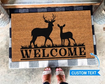 Felpudo de bienvenida con ciervo, Felpudo de ciervo adorable, Felpudo de ciervo, Felpudo de animales salvajes, Felpudo para interiores y exteriores, Felpudo de bienvenida, Felpudo de entrada, Regalos para una casa nueva