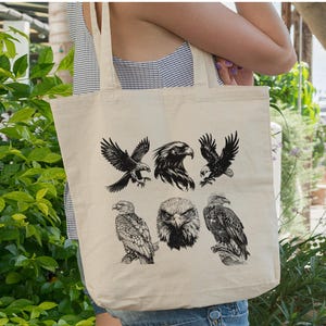 Bald Eagle Tote Bag, Animal Tote Bag, Eagle Bag, Tote Bag, Design By Miumaxgift, Natural Cotton Tote Bag, Eco-Friendly Tote Bag