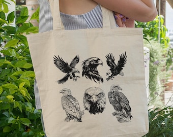 Bald Eagle Tote Bag, Animal Tote Bag, Eagle Bag, Tote Bag, Design By Miumaxgift, Natural Cotton Tote Bag, Eco-Friendly Tote Bag