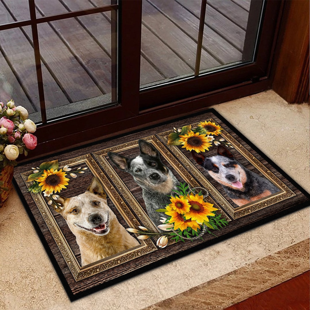 Australian Cattle Dog Rug, Australian Cattle Dog Doormat, Sunflower ...