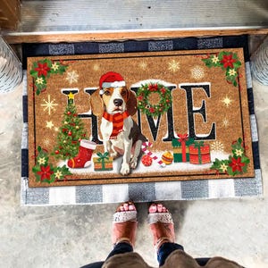 Christmas Beagle Mat, Xmas Dog Rug, Christmas Beagle Doormat, Perfect Gift For Dog Lovers, Christmas Dog Doormat, Housewarming Gifts