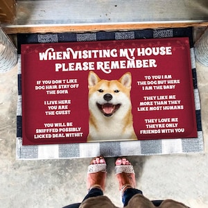 Shiba Inu Doormat, Shiba Inu Rug, Shiba Inu Mat, Visiting My House Mat, Perfect Gift For Dog Lovers, Dog Doormat, Housewarming Mat