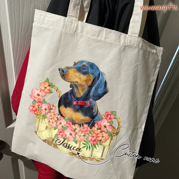Dachshund Tote Bag Dachshund Tote Dachshund Bag Personalized Dog Tote Bag Natural Cotton Tote Bag Tote Bag for Dog Lover Dog Tote Bag Etsy