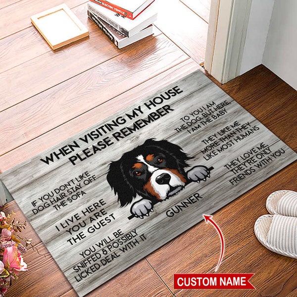 Bernese Mountain Dog Mat, Dog Rug, When Visiting My House Doormat, Perfect Gift For Dog Lovers, Dog Doormat, Housewarming Gift