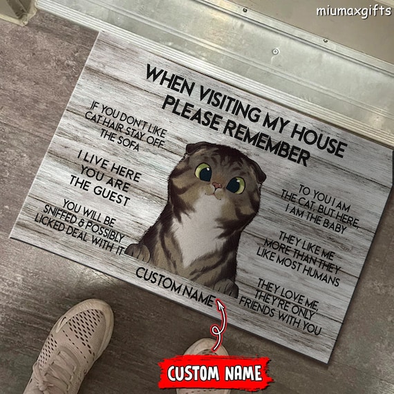 Cute Scottish Fold Cat Personalized Doormat