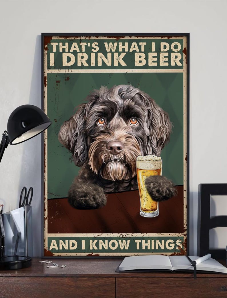 Portuguese Water Dog Wall Art, That's What I Do I Drink Beer, Funny Dog
