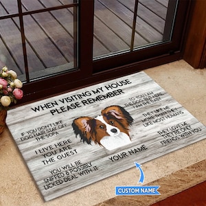 Papillon Rug, Papillon Doormat, Papillon Mat, Visiting My House Mat, Perfect Gift For Dog Lovers, Dog Doormat, Home Decor, Funny Dog Doormat