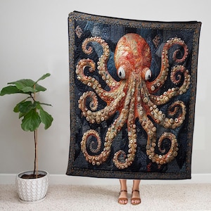 Octopus Blanket, Octopus Sherpa Blanket, Octopus Fleece Blanket, Baby Blanket, Octopus Lover Gift, Gift For New Mom, Christmas Gifts