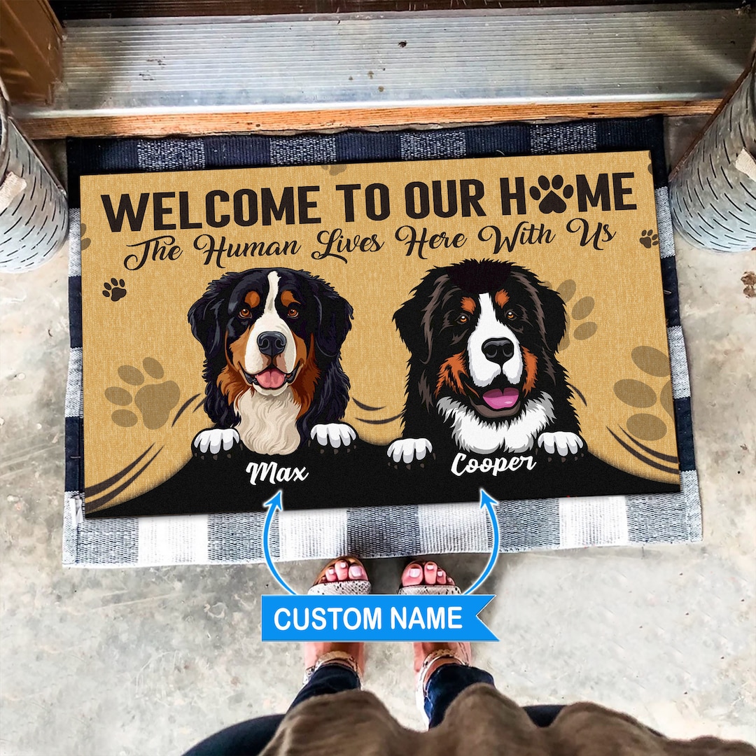 Bernese Mountain Doormat, Personalized Bernese Mountain Rug, Custom Dog