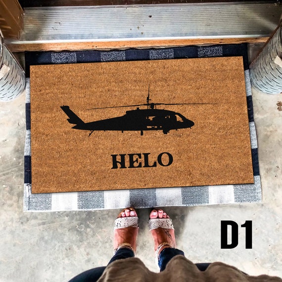 Helo Doormat, Helicopter Doormat, Helicopter Enthusiast, Pilot Gifts, Pilot Decor, Helicopter Decor,Welcome Mat,Front Doormat New Home Decor