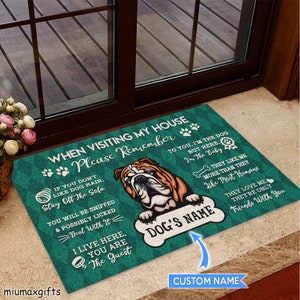 Alfombra de bulldog inglés, felpudo de bulldog inglés, alfombra de bulldog inglés, alfombra para visitar mi casa, regalo perfecto para amantes de los perros, alfombra para perros, felpudo para el hogar